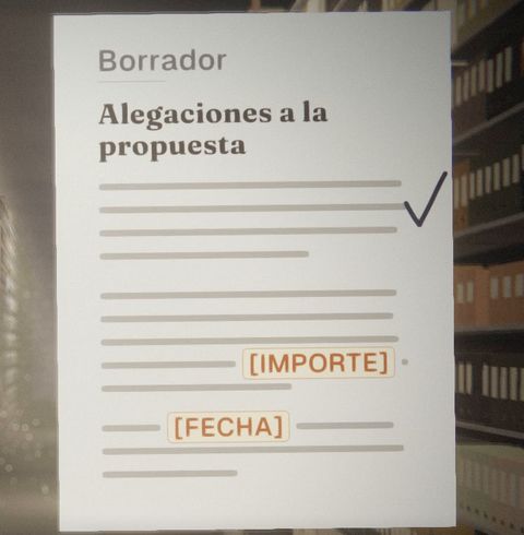 Still from “Precedentes for accounting firms”: a draft prepared by the AI, with the amount and the date left blank and the mark of the person reviewing it.